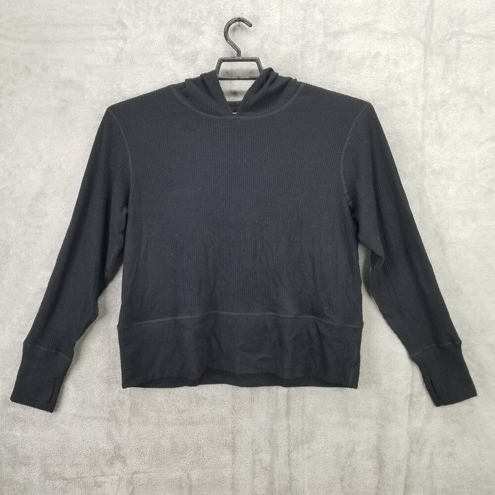 Womens Black Wander Shirt Hottotties Alexa Wool Blend Thermal Hooded L